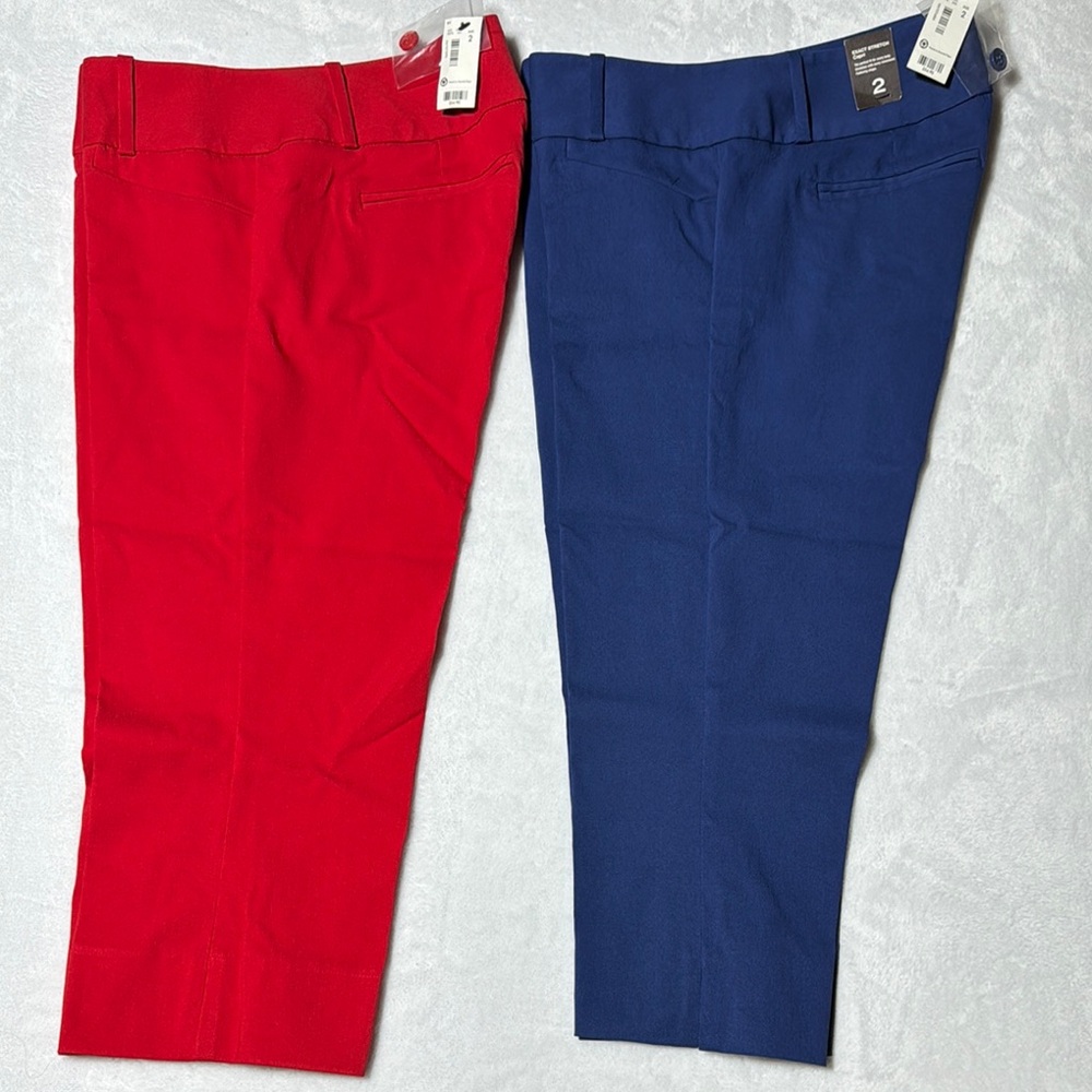 NWT Women’s The Limited Red and Blue Exact Stretch Capris Size 2